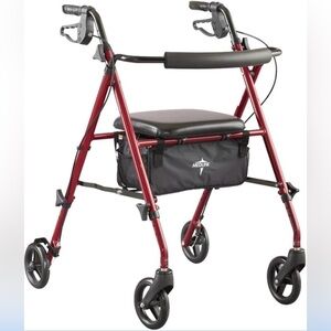 Medline Superlight Rollator Walker, Red (NEW)